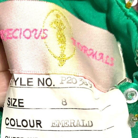 Precious Formal Strapless Sweetheart Neck Jeweled Slit Gown 8 Emerald Prom - Picture 14 of 15